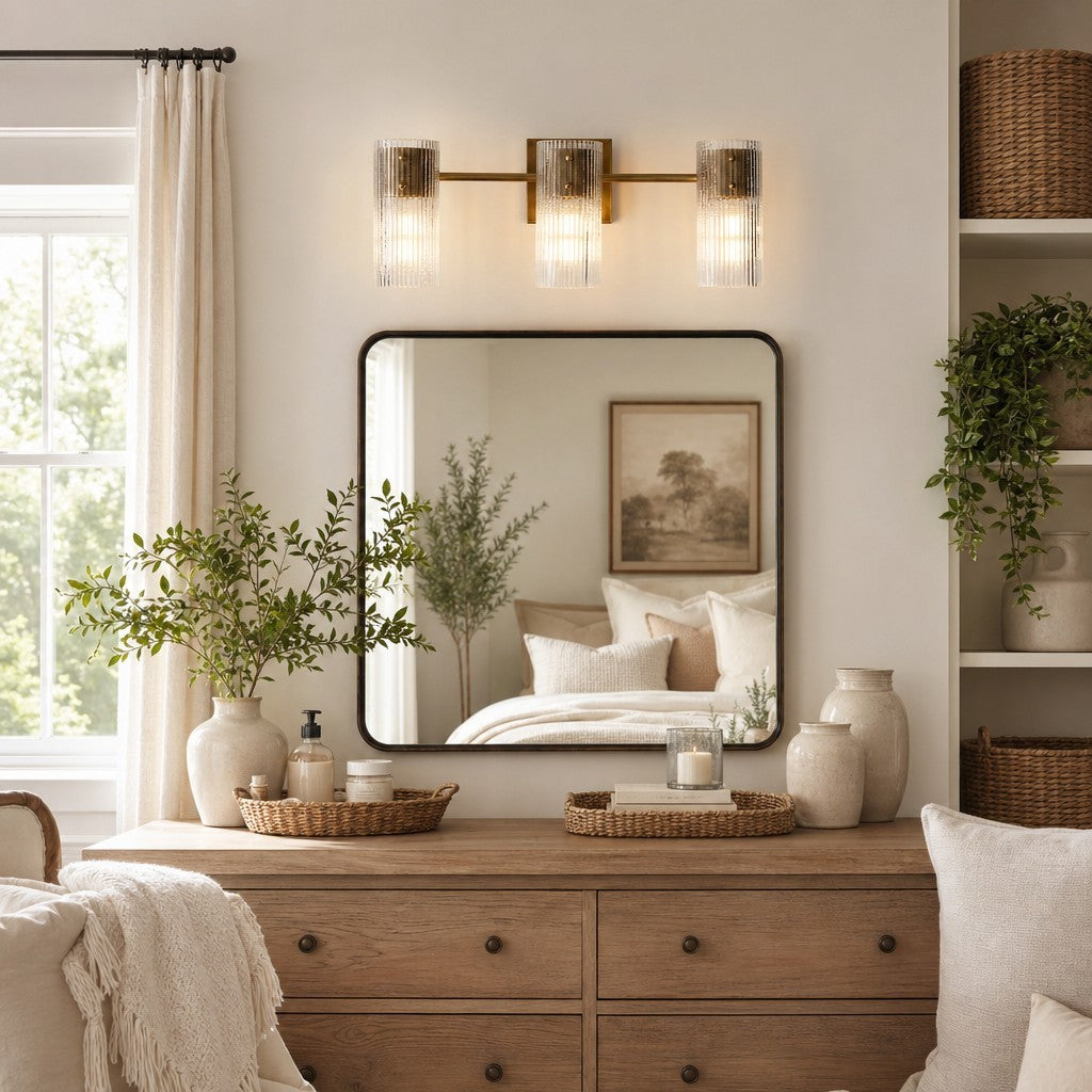 Joanna Modern 2/3 Light Ribbed Fluted Glass Wall Light