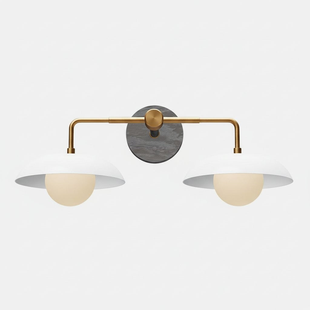 Katya Mid-century Wood Metal Double Dome Wall Sconce