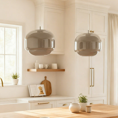 Vexlynn Scandinavian Round Dual-Layer Tinted Glass Pendant Light