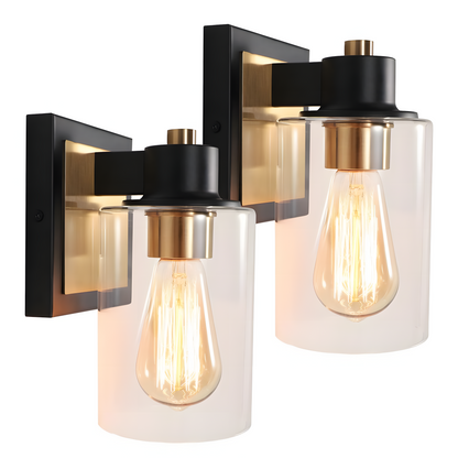Dyril Modern Matte Black Cylinder Glass Sconce