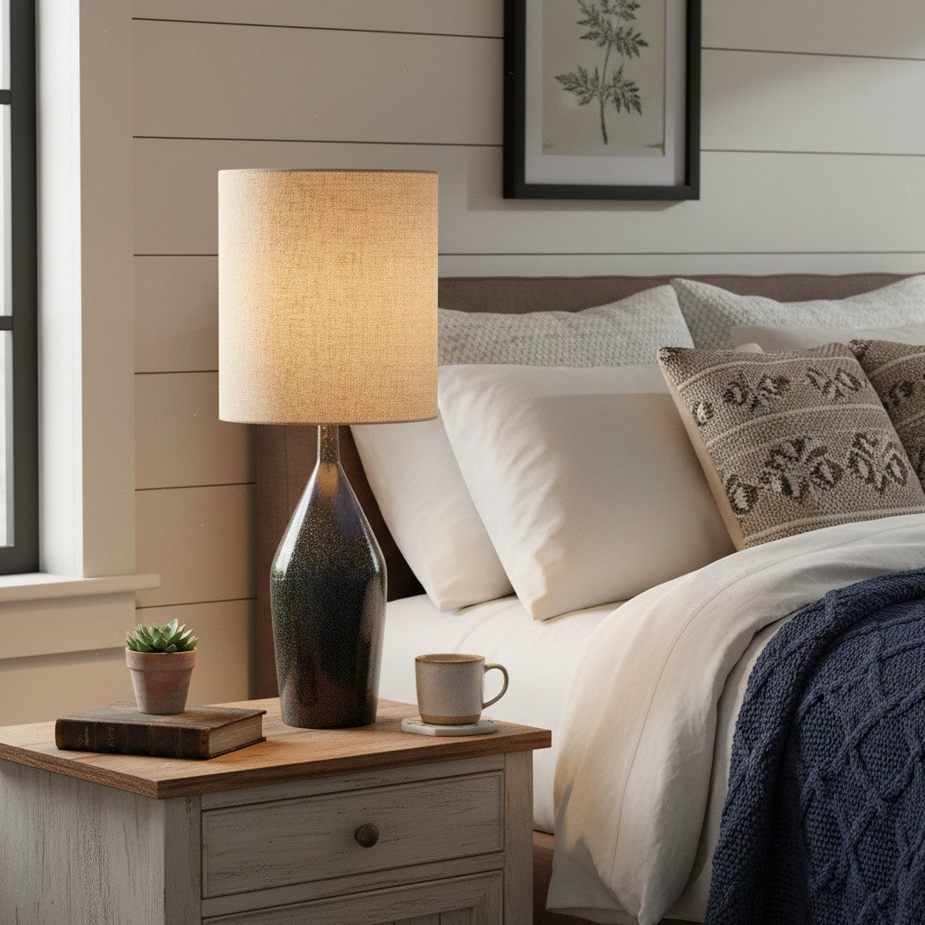 Daphne Vintage Ceramic Linen Shade Table Lamp