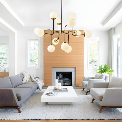 Ava Creative 12 Lights Globe Milk Glass Linear Chandelier