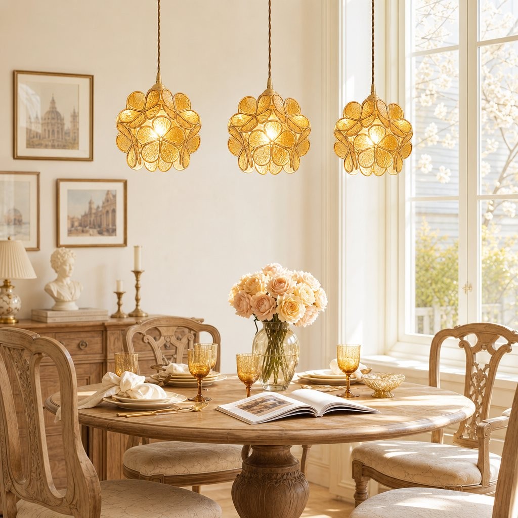 Viviana French Country Glass Petal Pendant Lights