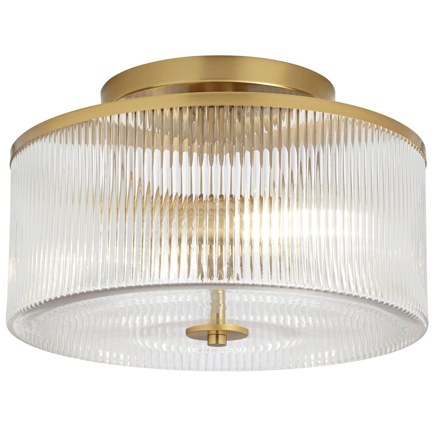 Claude Farmhouse Striped Glass Drum Ceiling Light