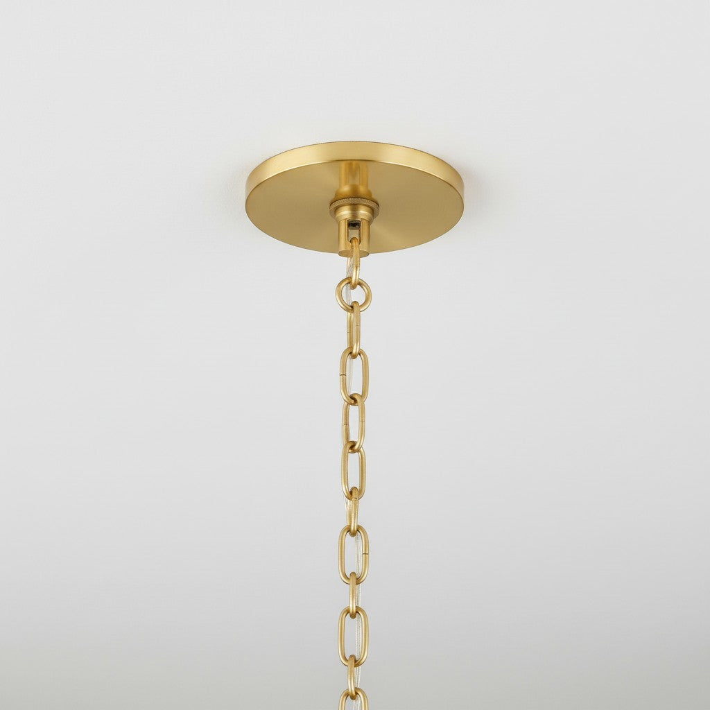 Margaret Minimalist Natural 4-Light Dome Rattan Brass Pendant Light