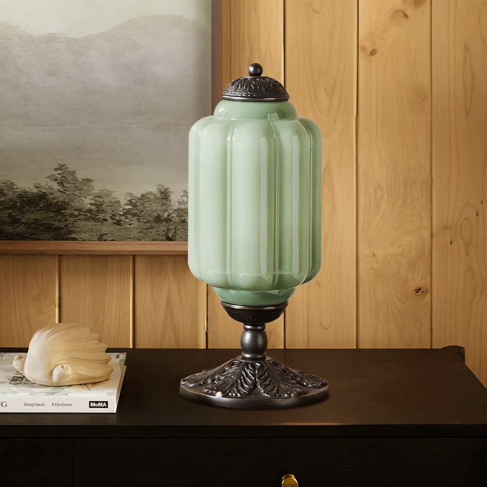 Nexos French Retro Cream Glass Textured Eloise Table Lamp
