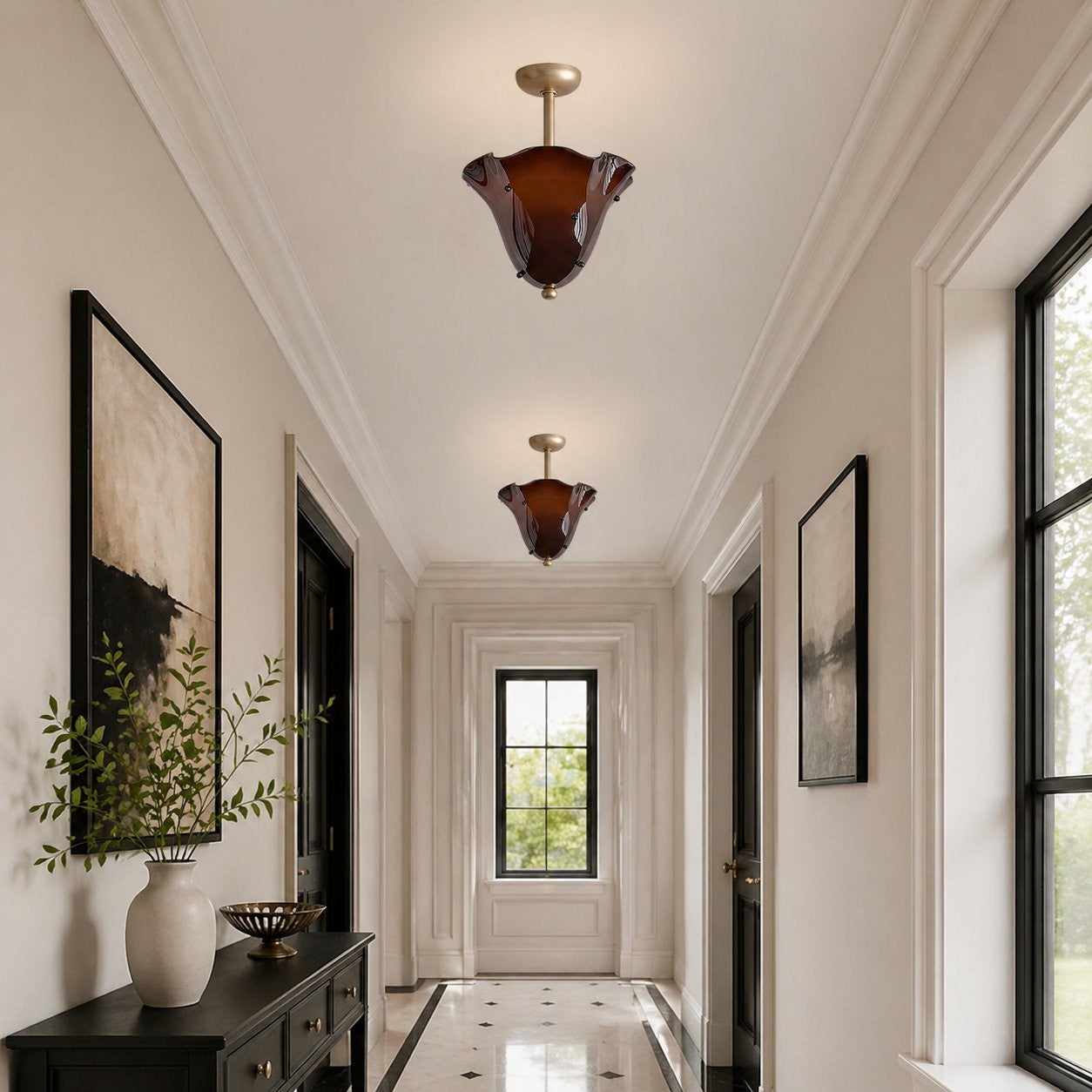 Catalina Contemporary Colored Glass Petal Fazzo Ceiling Light