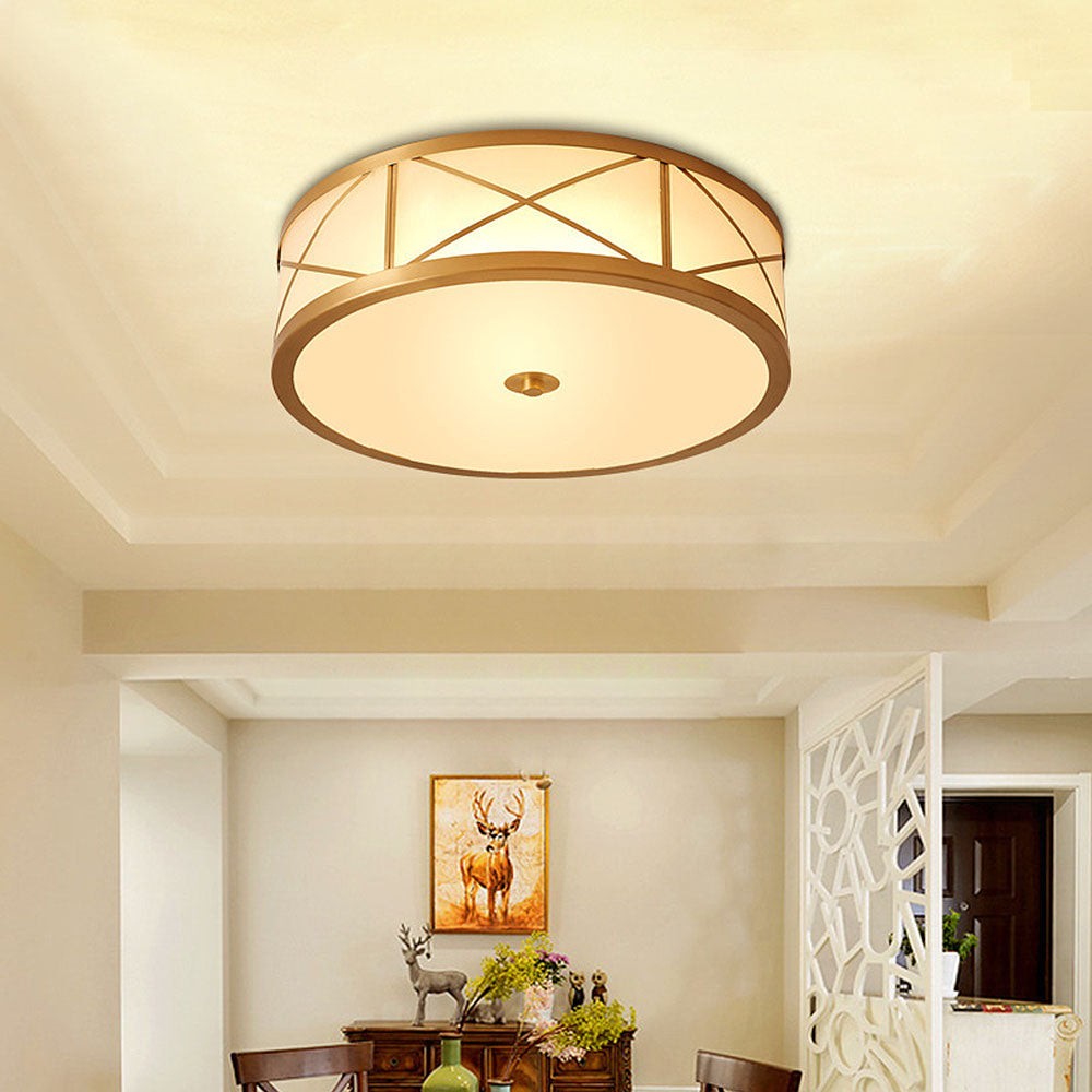 Kaeldr Brass Geometry Glass Drum Ceiling Light