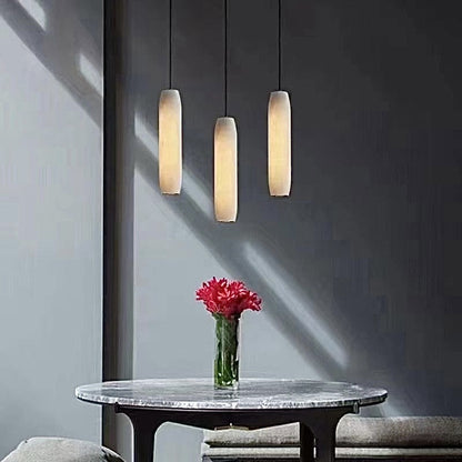 Guido Flute Cylindrical Alabaster Pendant Light