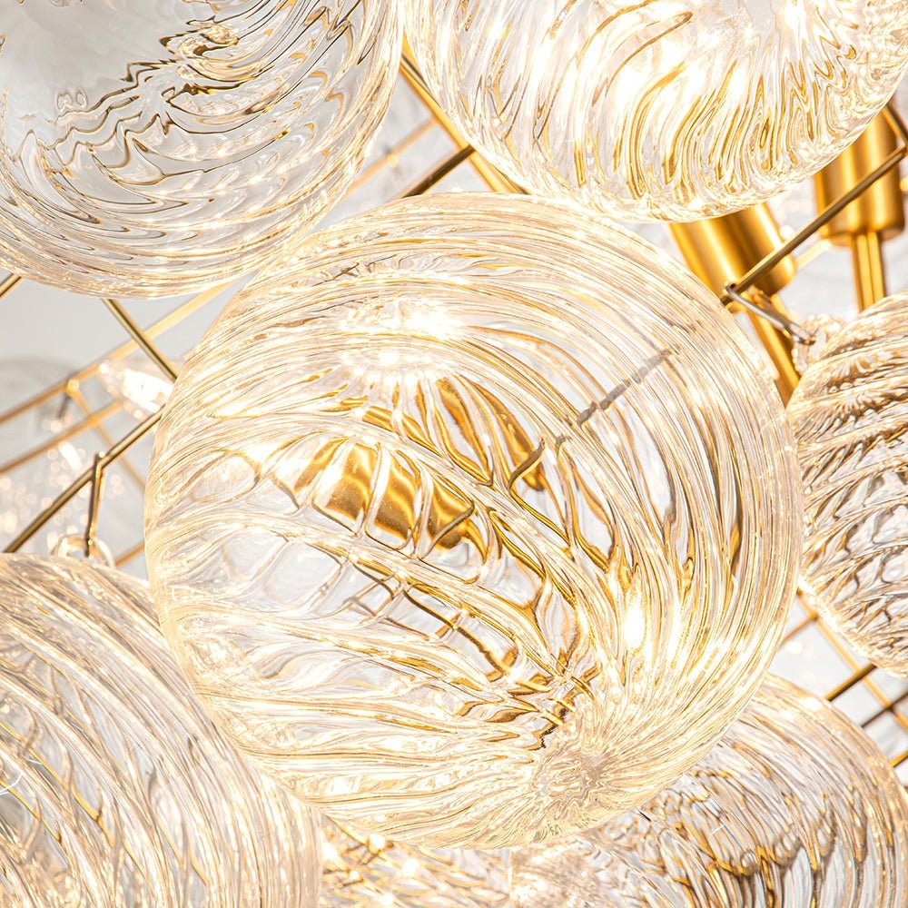 Quintessa Luxury Ribbed Glass Globe Cluster Bubble Chandelier