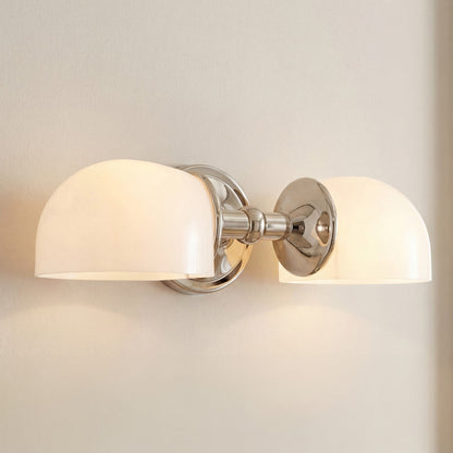 Valor Rustic Metal Double White Glass Wall Sconce