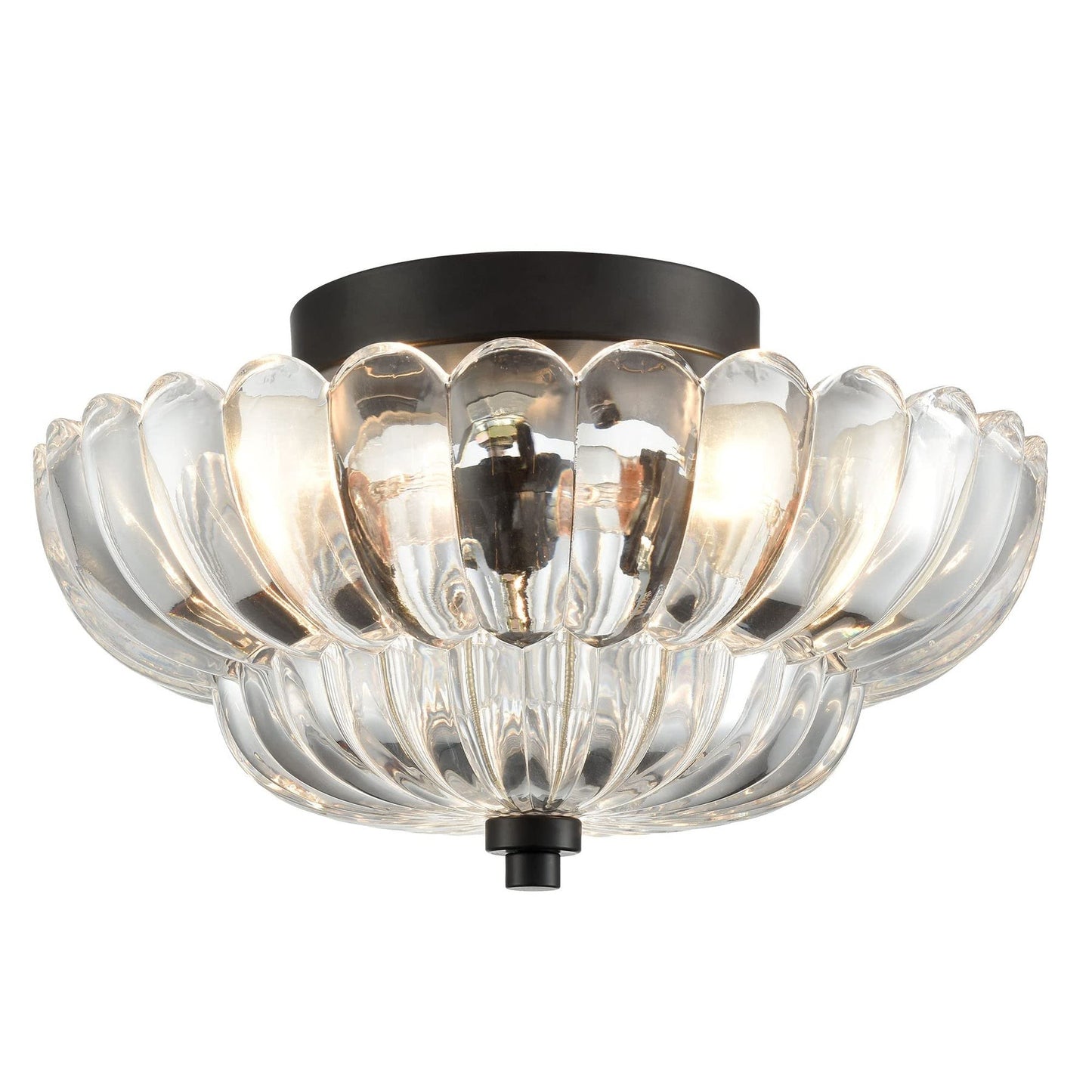 Raveena Vintage Amber Glass Semi Flush Mount Floral Ceiling Light