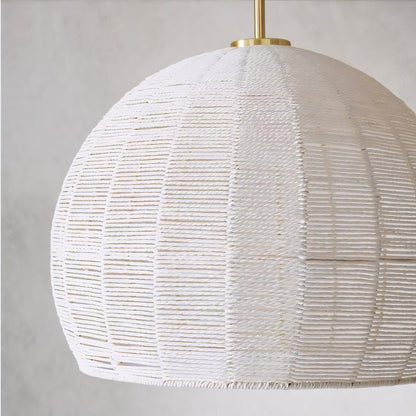 Dronor Ivory Woven Rope Globe Semi Flush Mount Light