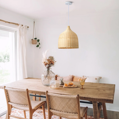 Galatea Boho Bell Shaped Rattan Chandelier