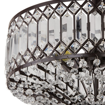 Parnika Luxury Carved Crystal Drum Semi Flush Chandelier