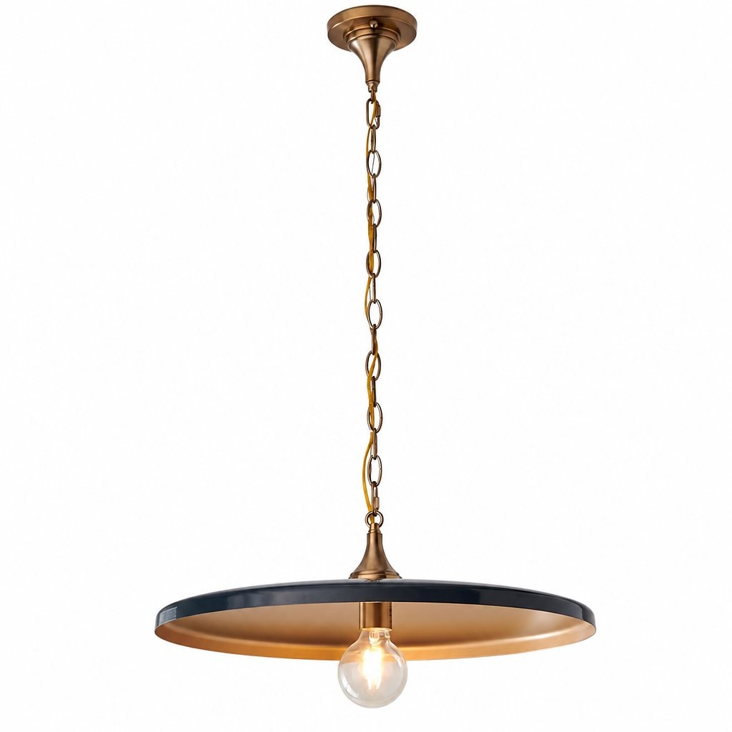 Adley Mid-Century Brass Disc Pendant Light