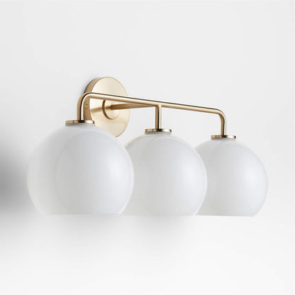 Konig Minimalist 3-Light Round Shade Brass Glass Wall Light