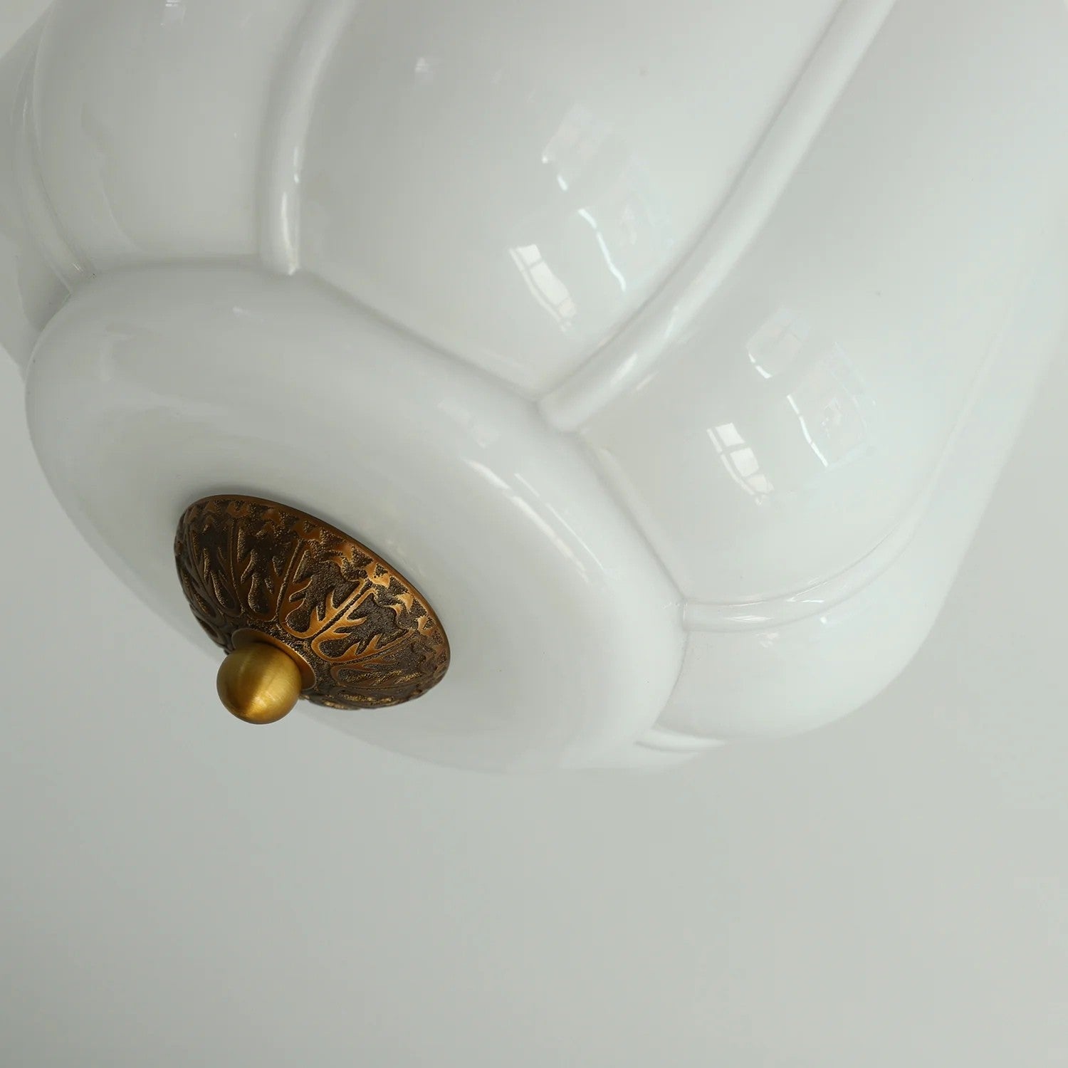 Conran Vintage Milk Glass Semi Flush Mount Eloise Ceiling Light