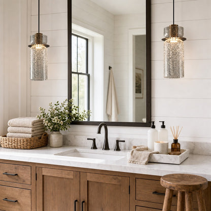 Arloen Modern Crackle Glass Pendant Light