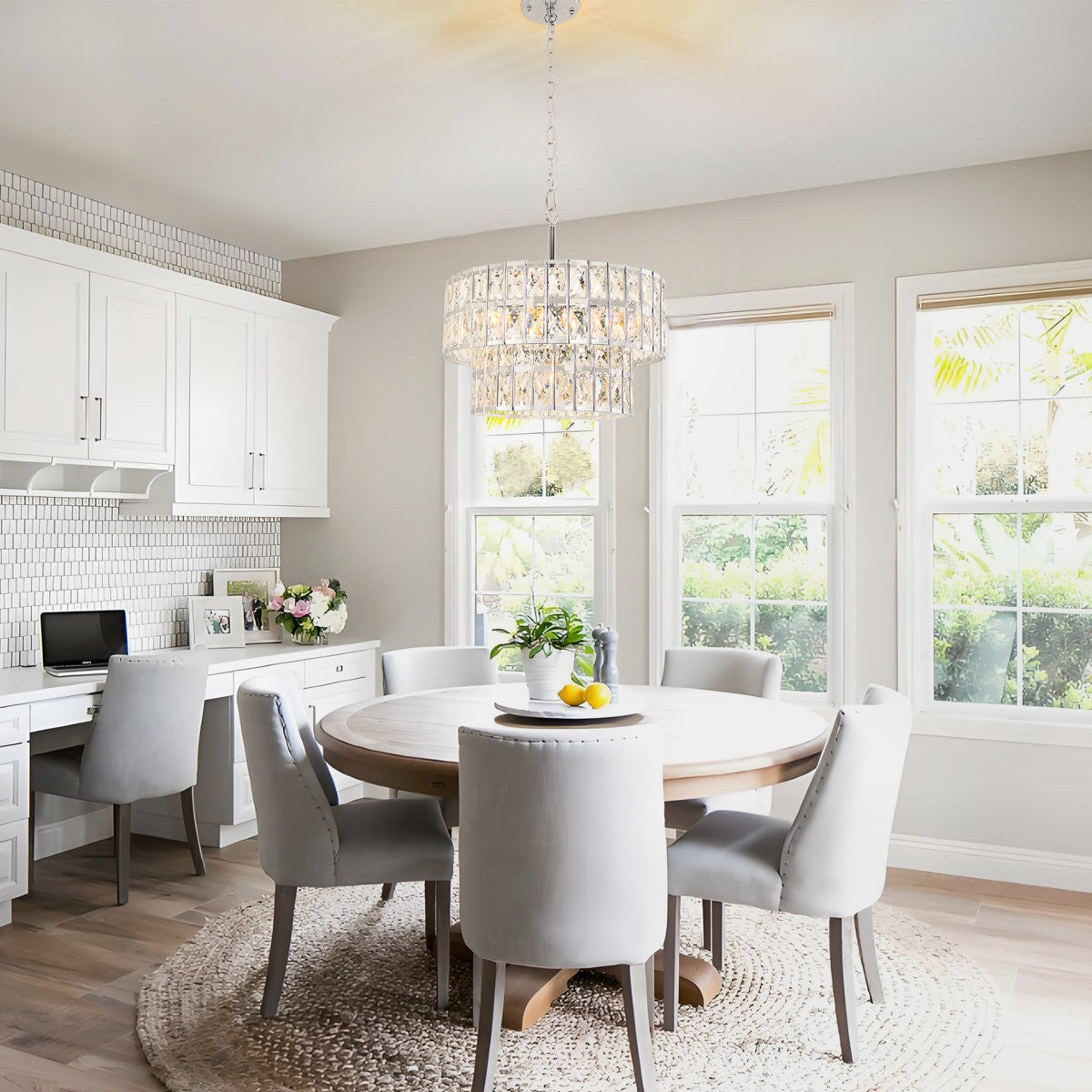Gracie Luxurious Double Drum Crystal Chandelier