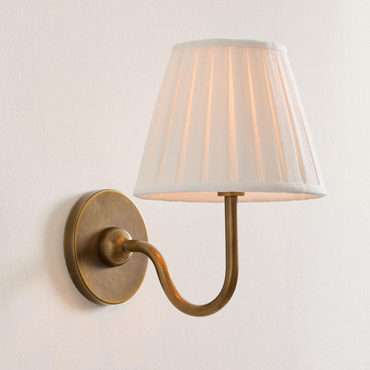 Stefania Rustic White Pleated Fabric Shade Sconce
