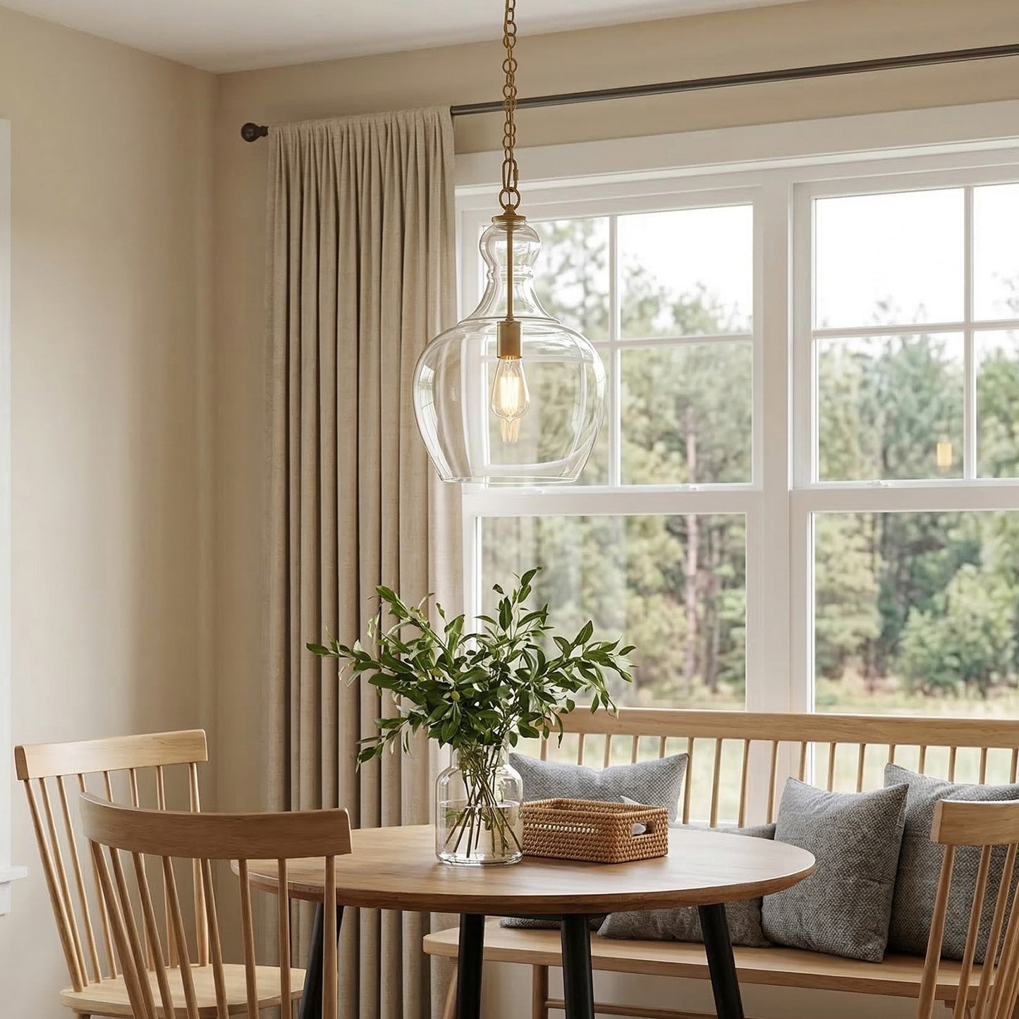 Yates Industrial Clear Glass Pendant Light