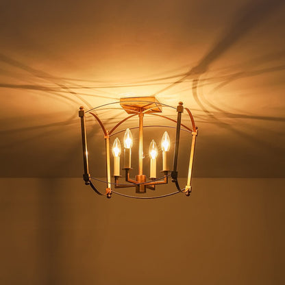 Celeste Retro 4 Light Open Frame Lantern Cage Ceiling Light