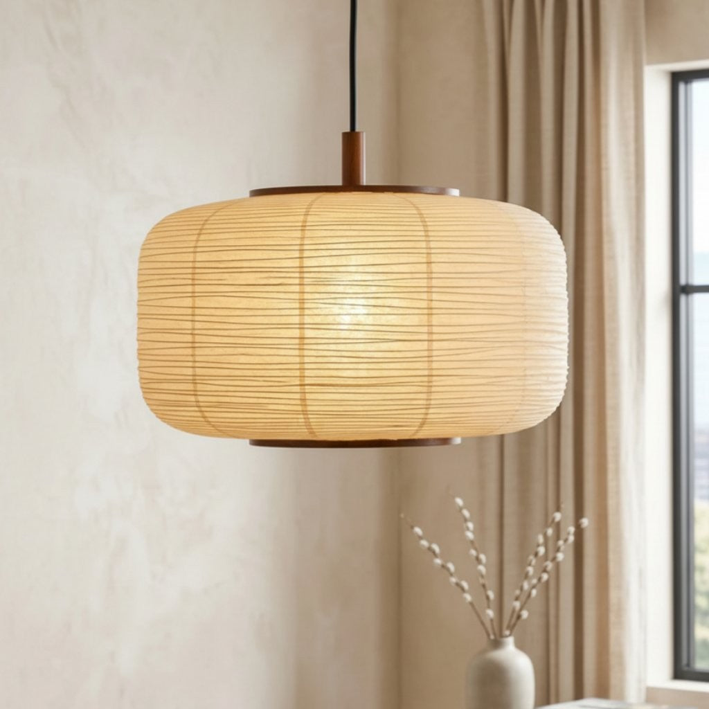 Drath Wabi Sabi Ribbed Paper Lantern Pendant Light