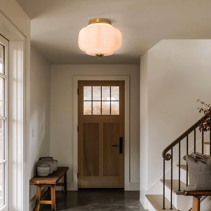 Ozita Retro Milk Glass Semi Flush Mount Eloise Ceiling Light