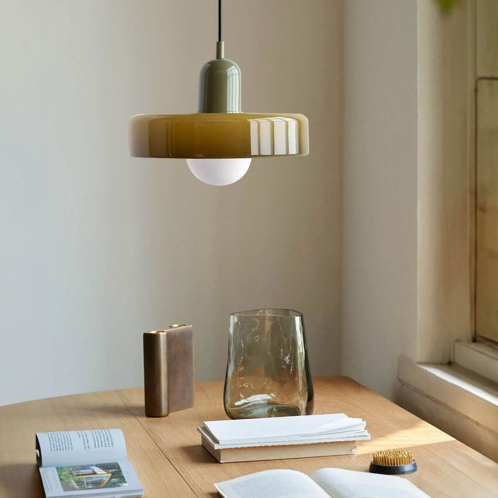 Xanadu Bauhaus Stained Glass Disc Pendant Light
