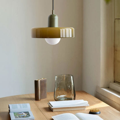 Xanadu Bauhaus Stained Glass Disc Pendant Light