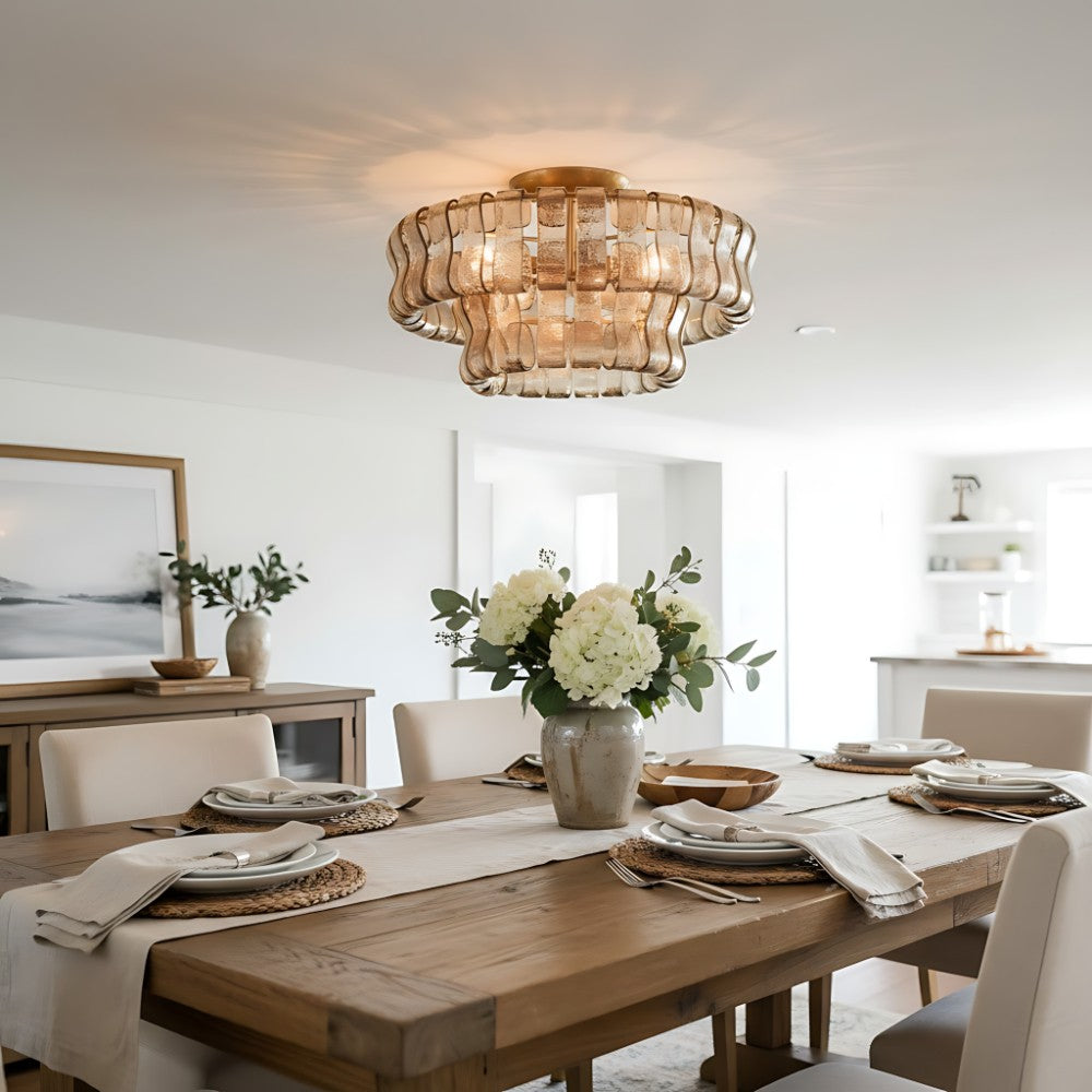 Giha Modern Double-Layer Curved Glass Chandelier