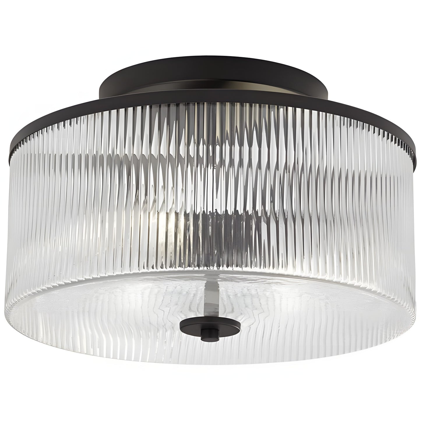 Claude Farmhouse Striped Glass Drum Ceiling Light
