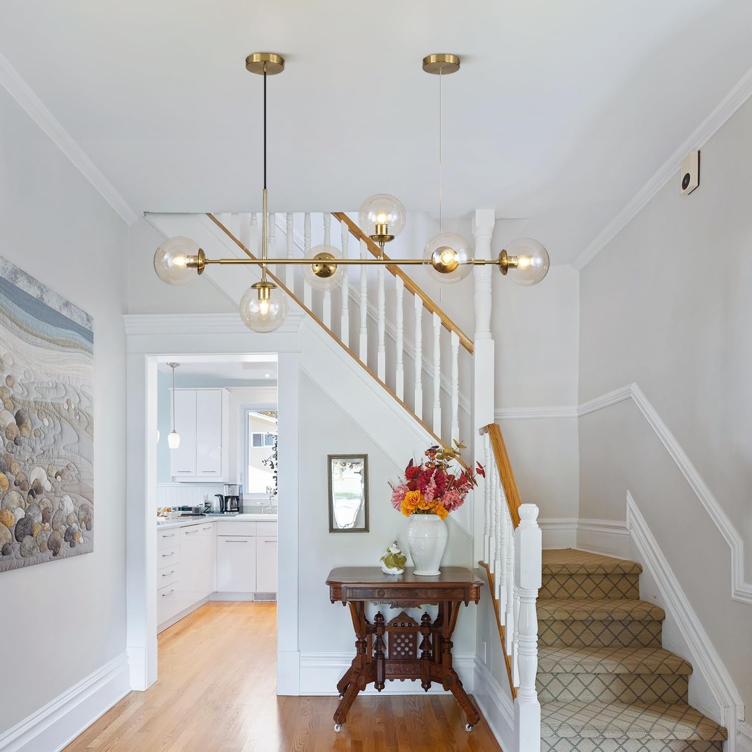 Celestina 6 Light Linear Glass Orb Pendant Light