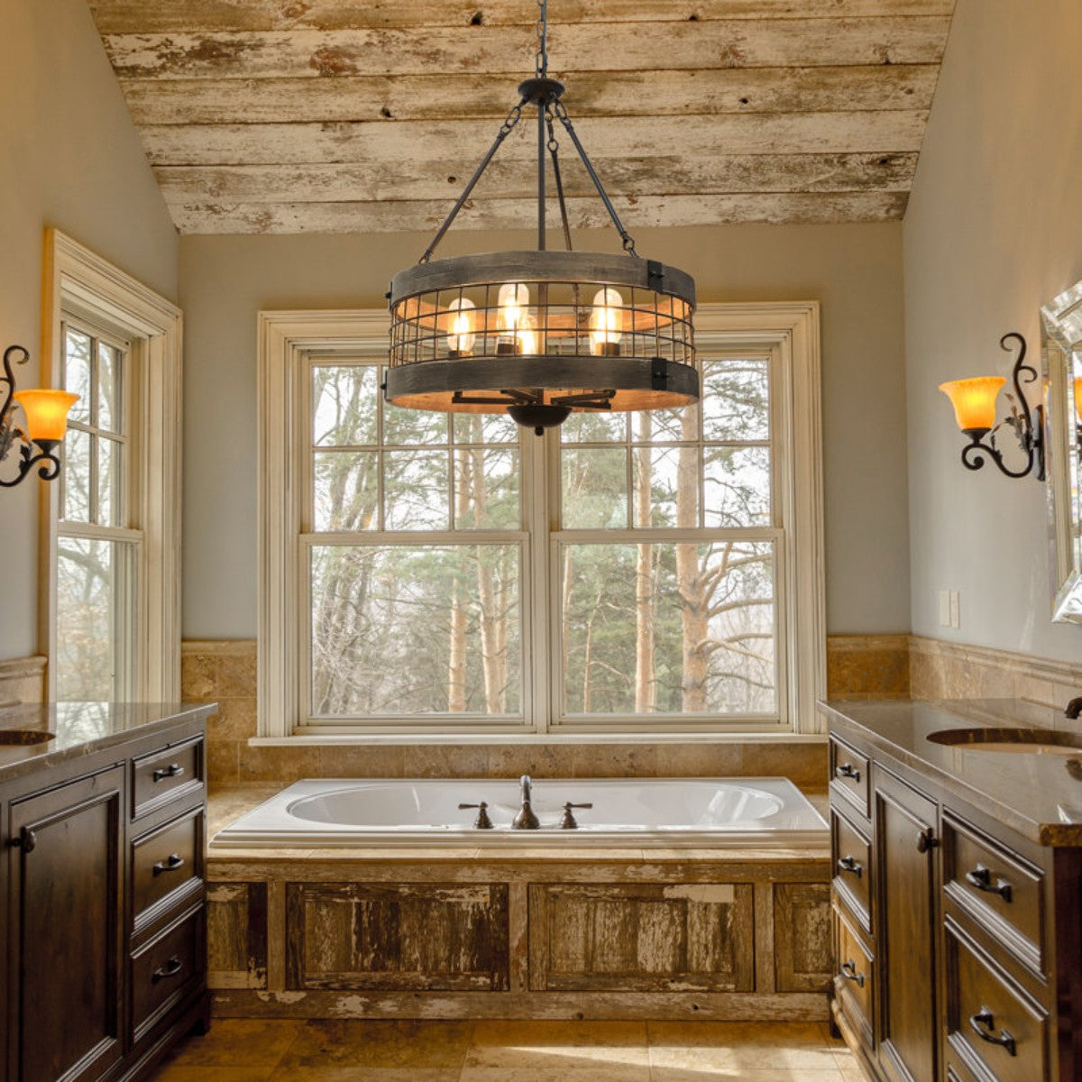 Blythe Rustic Industrial 5-Light Drum Chandelier