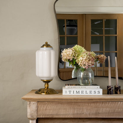Nexos French Retro Cream Glass Textured Eloise Table Lamp