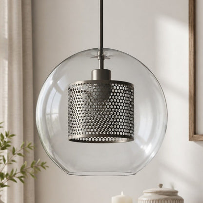 Linc Contemporary Globe Clear Glass Metal Pendant Light