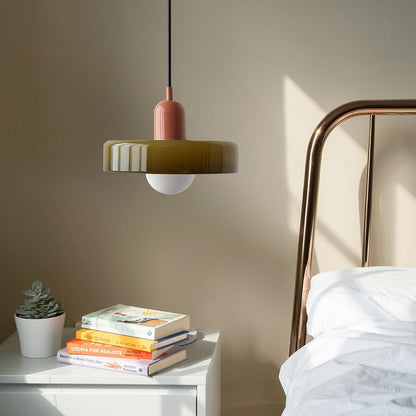 Xanadu Bauhaus Stained Glass Disc Pendant Light