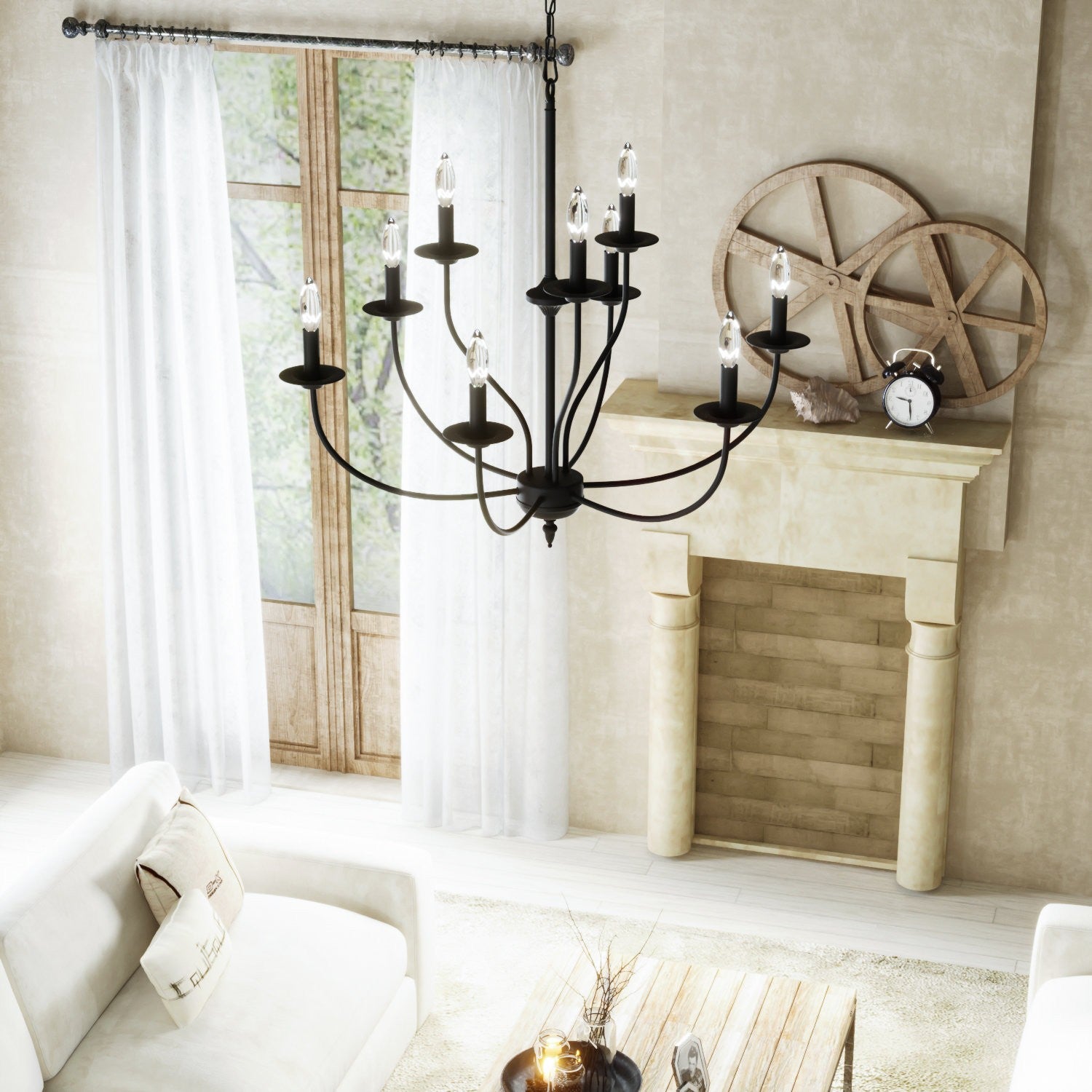 Caelestis Farmhouse 9 Light Metal Chandelier