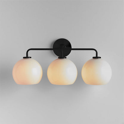 Konig Minimalist 3-Light Round Shade Brass Glass Wall Light