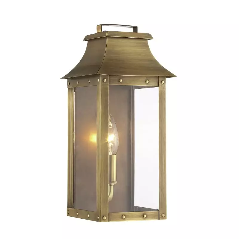Montague Vintage Brass Outdoor Waterproof Wall Mounted Lantern Sconce