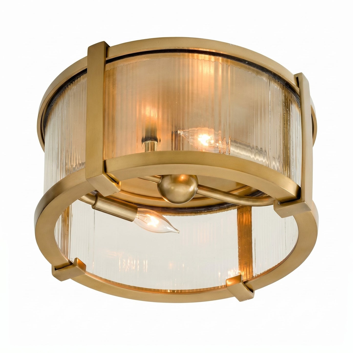 Gillen Vintage Ribbed Glass Drum Flush Mount Ceiling Light