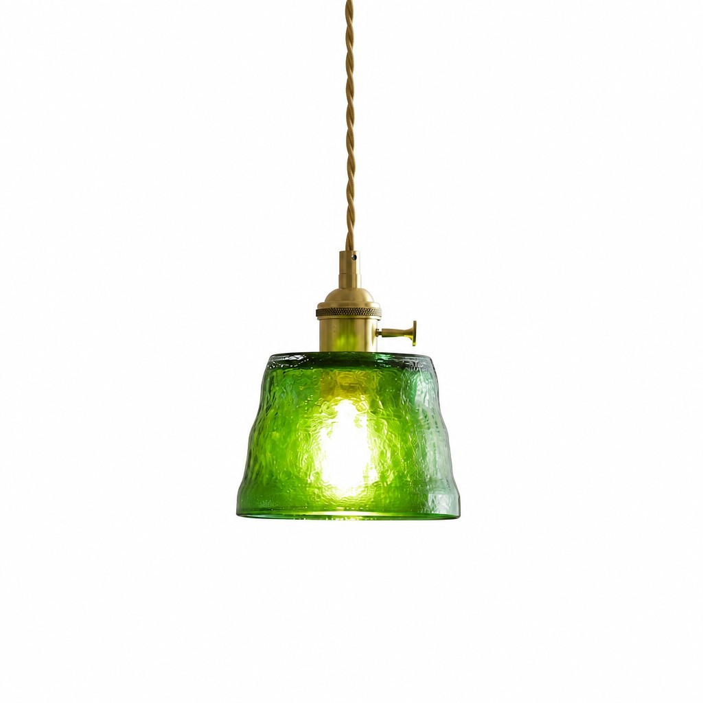 Seraphel Vintage 1-Light Glass Brass Pendant Light