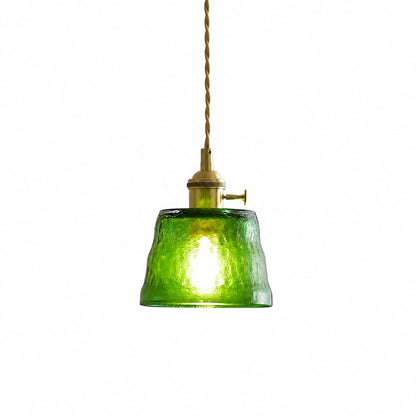 Seraphel Vintage 1-Light Glass Brass Pendant Light