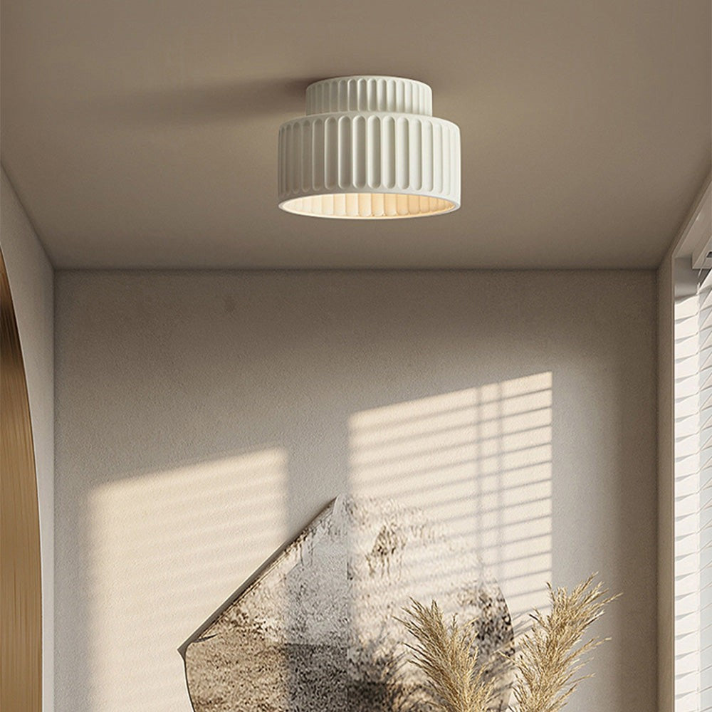 Nicola Vintage Resin Cream Breeze Drum Semi-Flush Mount Ceiling Light