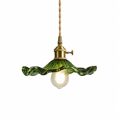 Liliana Retro Hibiscus Flower Glass Shade Pendant Light