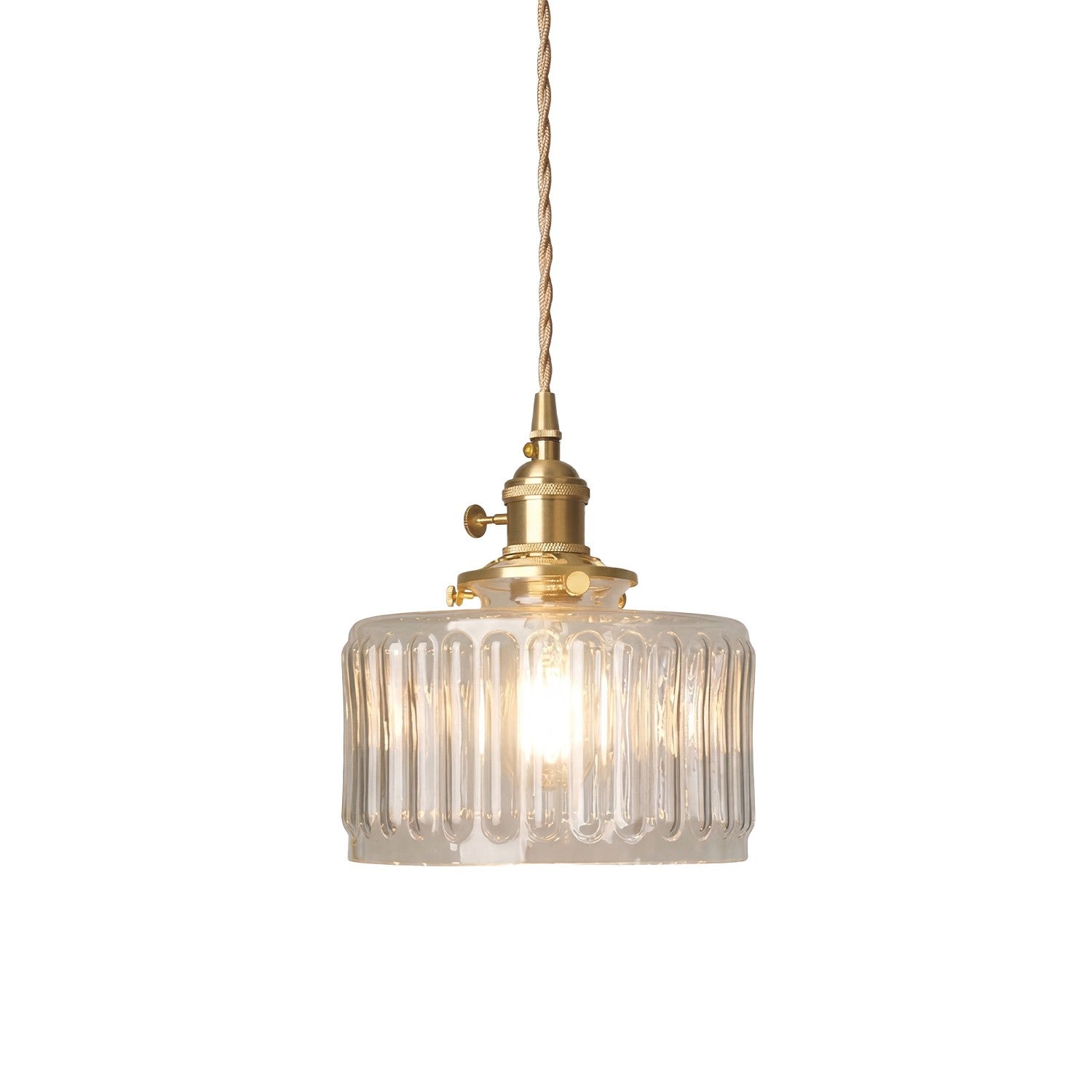 Zavier Vintage Cylinder Wave Pattern Glass Shade Pendant Chandelier