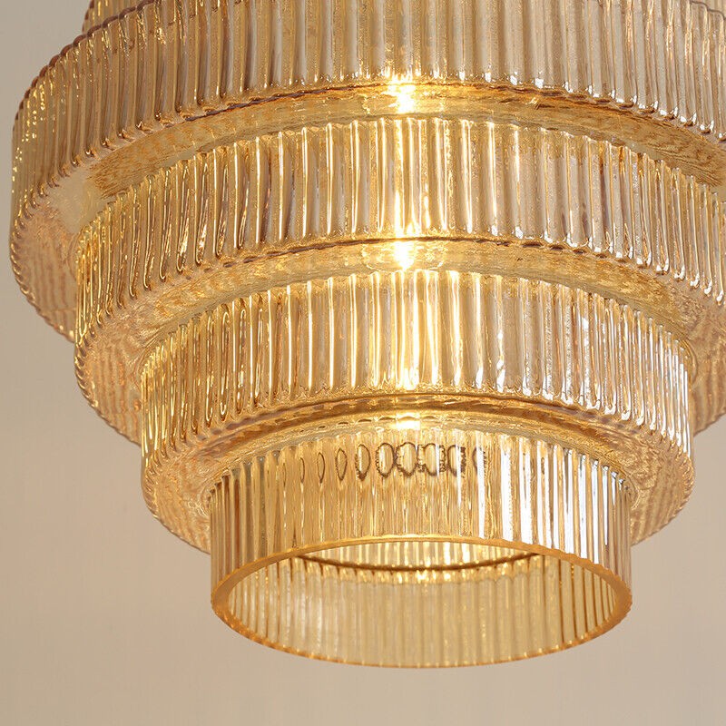Kaelyn Bottle Shade Stained Striped Glass Pendant Light