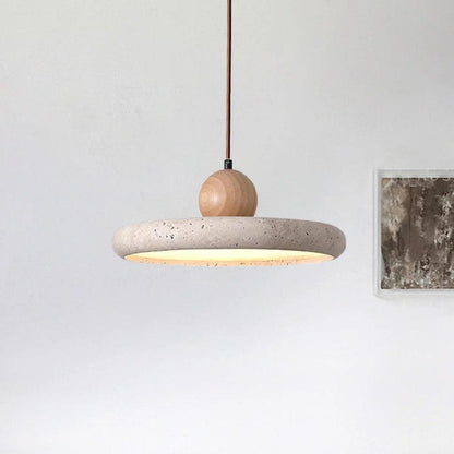 Aggiea Minimalist Yellow Travertine Frisbee Pendant Lamp