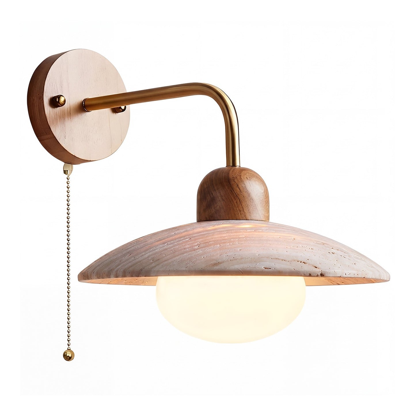 Habakkuk Farmhouse Disc Travertine Wall Sconce
